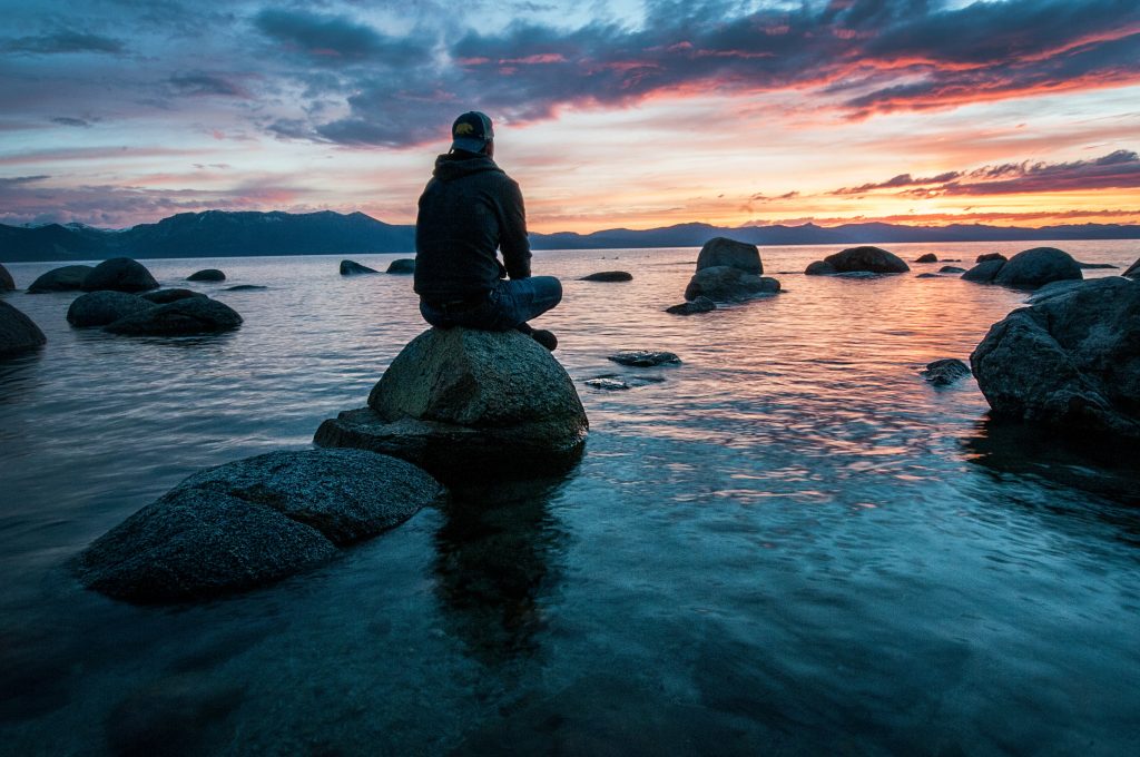 Man contemplating the ocean